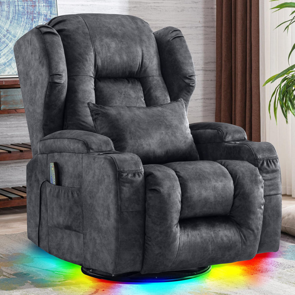 Dual Motor Power Swivel Rocker Recliner Chairs with Massage & Heat T629