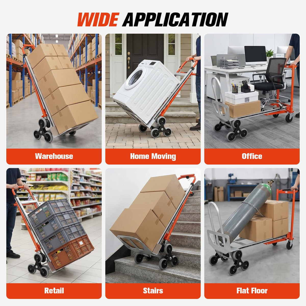 4-in-1 Convertible Stair Climbing Hand Truck, 1000LBS Heavy Duty Folding Aluminum Dolly Cart with Wheels & Handle U4321