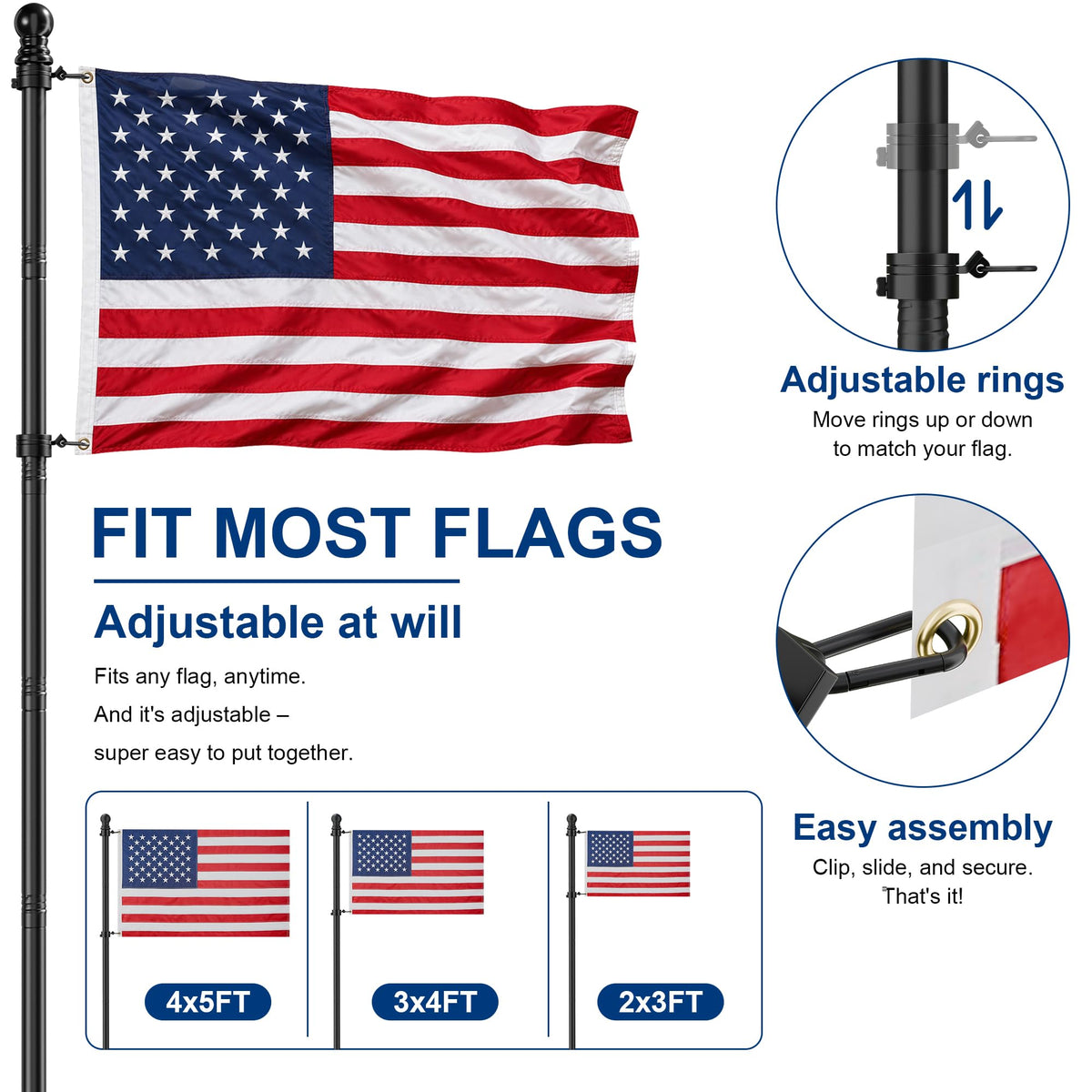 Black 5FT Aluminum Flag Pole D718719