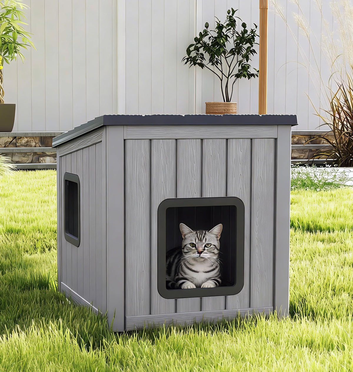 Weatherproof Outdoor Cat House with Air Holes M689