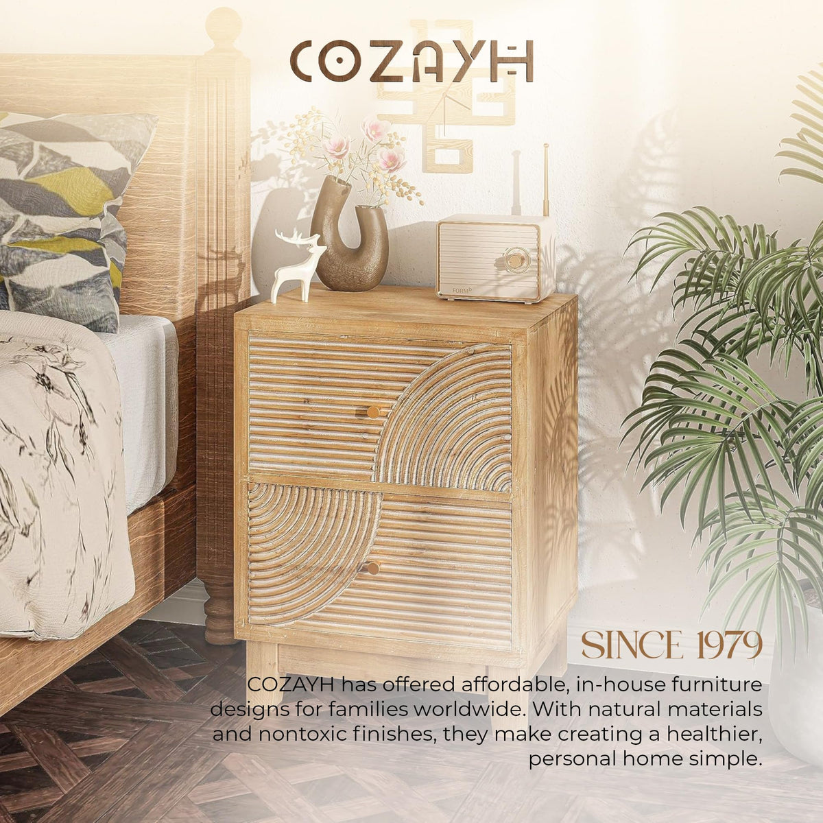 2 Drawer Wood Nightstand H8547