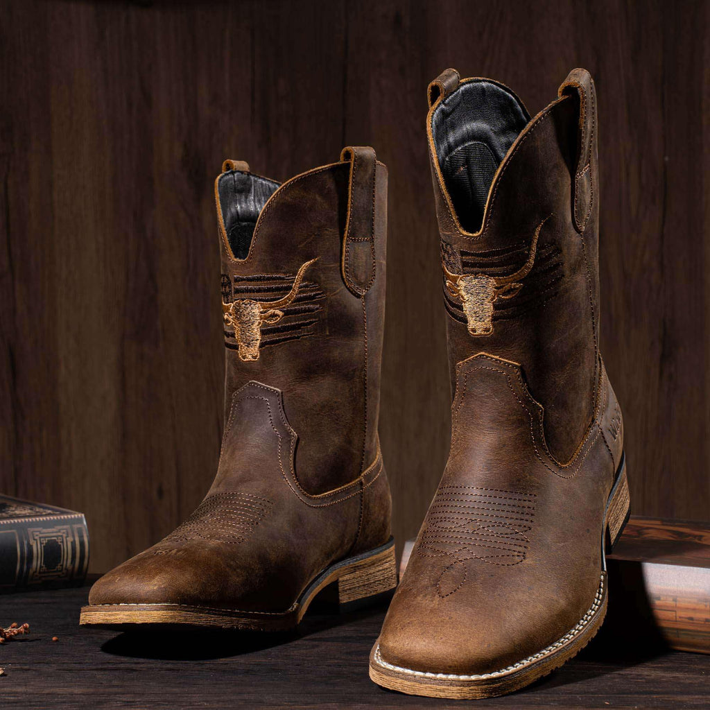 Cowboy Boots Wide Square Toe Slip Resist L3205
