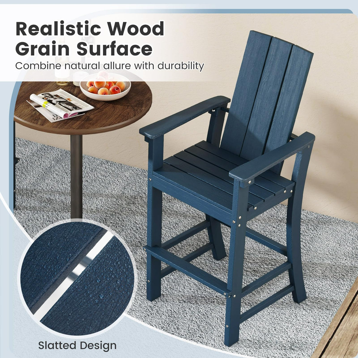 52” Tall HDPE Adirondack Chair Set of 4 Navy K84220