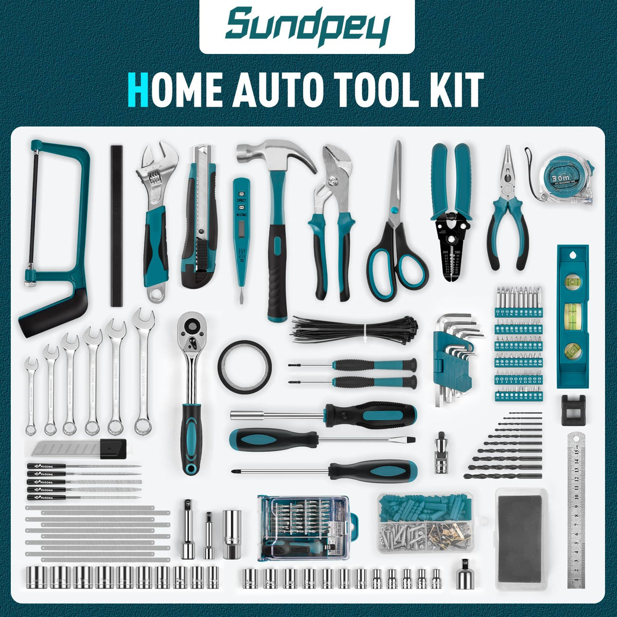 379 Pcs Portable Home and Auto Tool Kit with Drawer Blue Z842371