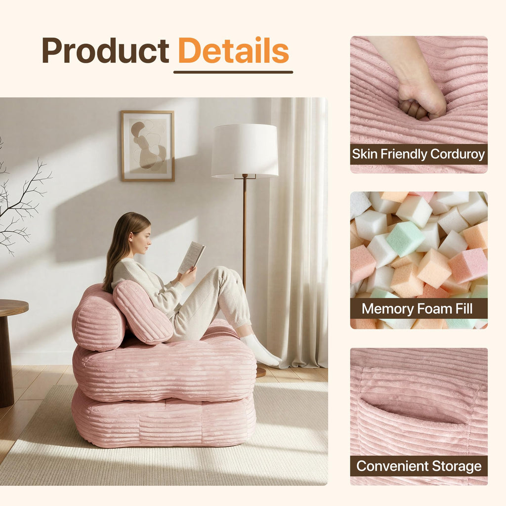 Pink Folding Sofa Bed W58628