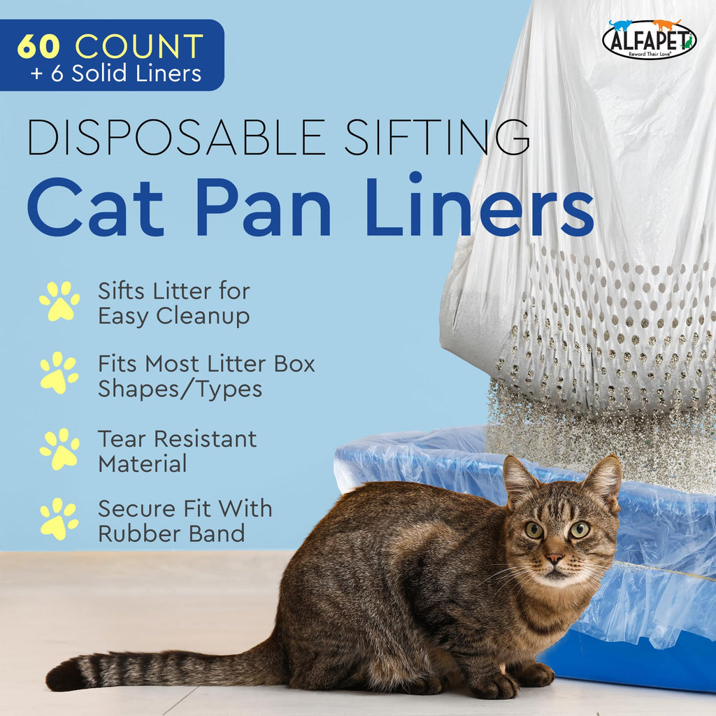 Extra Giant 60 Count Tear-Resistant Waterproof Cat Litter Box Liners Q31003