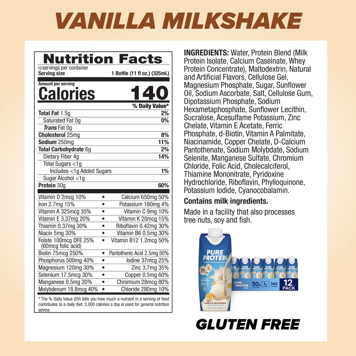 Vanilla Protein Shake, 30g Complete Protein C9372