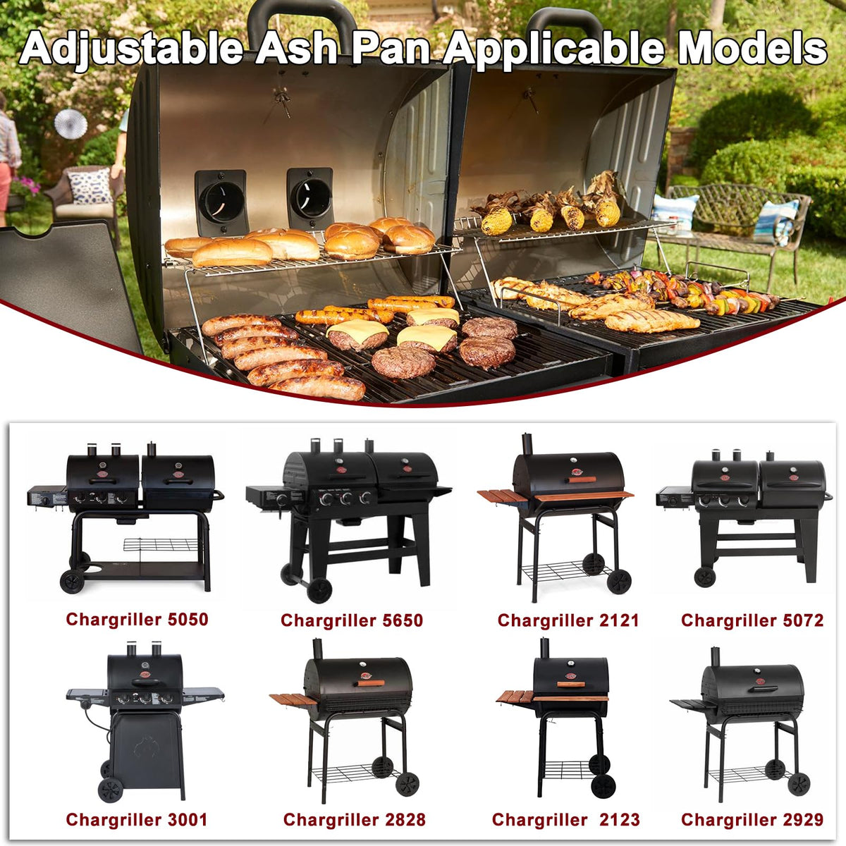 Adjustable Ash Pan Drip Pan with 2pcs Grate Hangers G329
