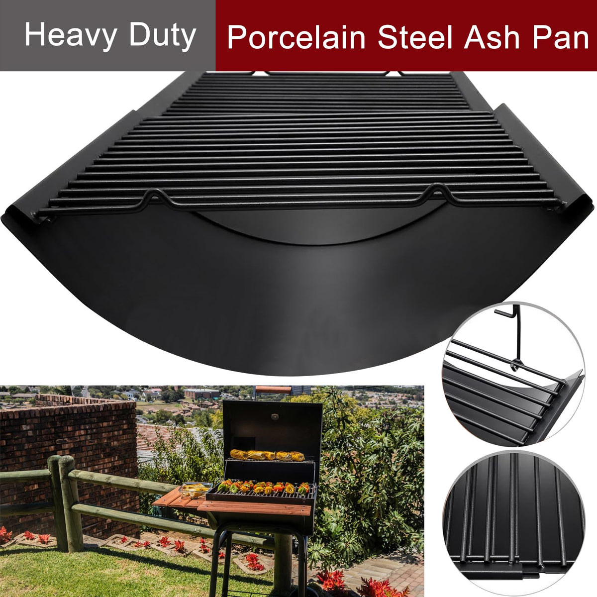 Adjustable Ash Pan Drip Pan with 2pcs Grate Hangers G329