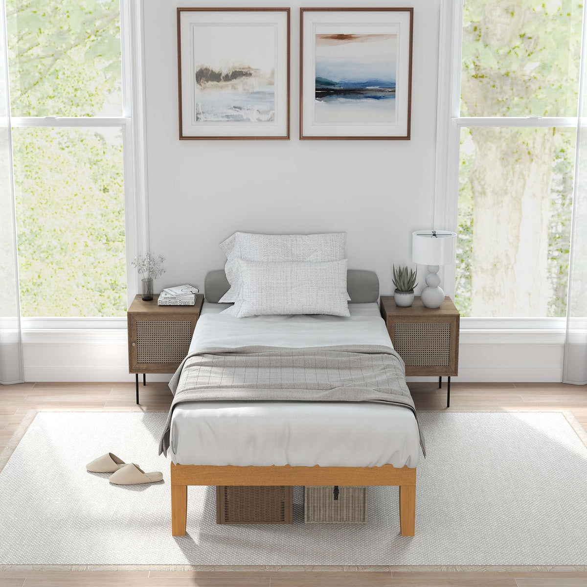 Twin Size 12 Inch Wood Platform Bed Frame Z740
