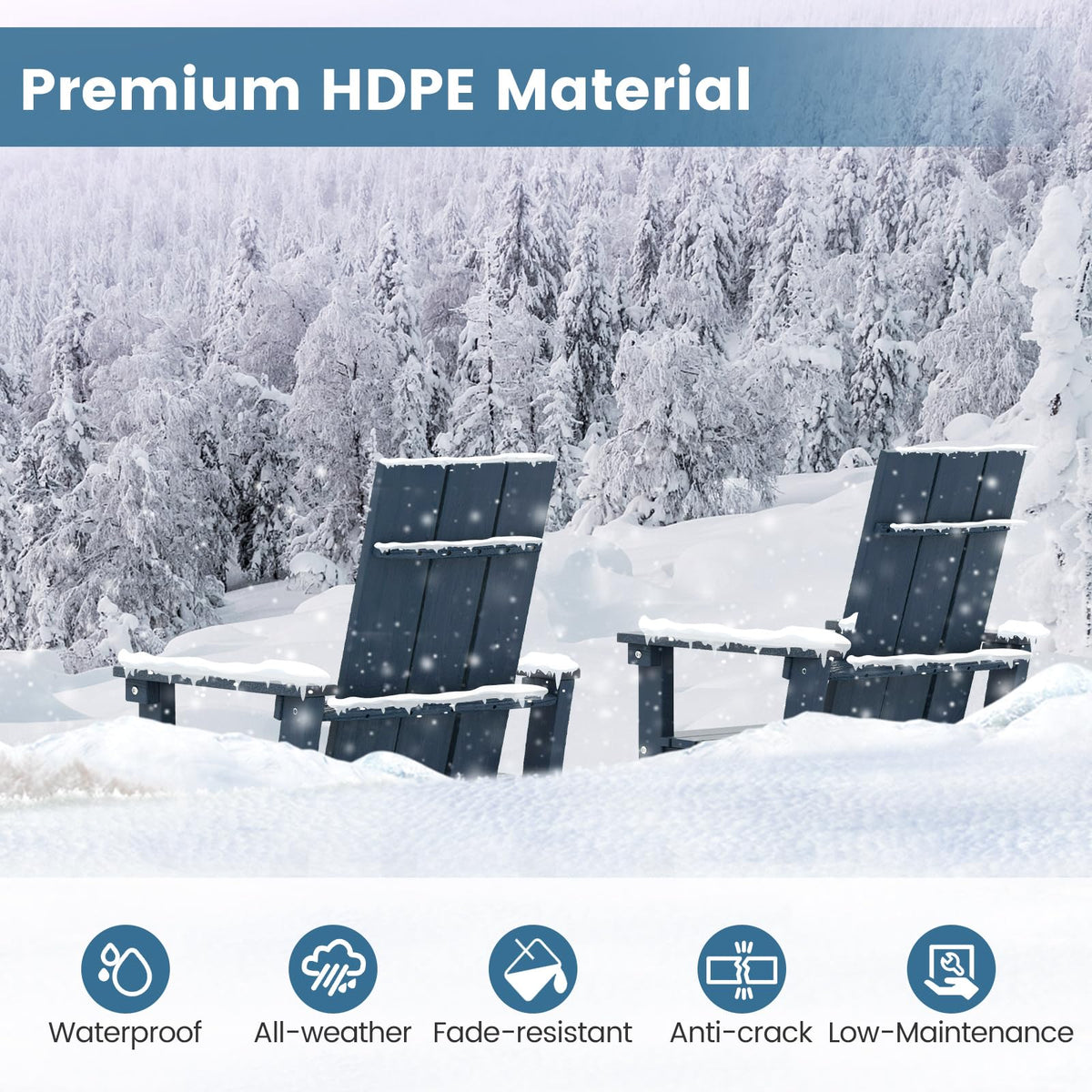 52” Tall HDPE Adirondack Chair Set of 4 Navy K84220