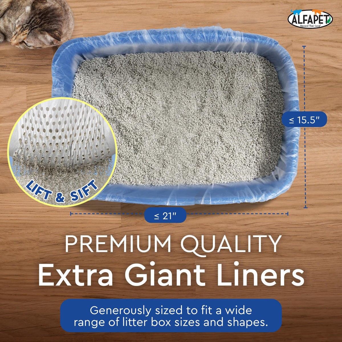 Extra Giant 60 Count Tear-Resistant Waterproof Cat Litter Box Liners Q31003