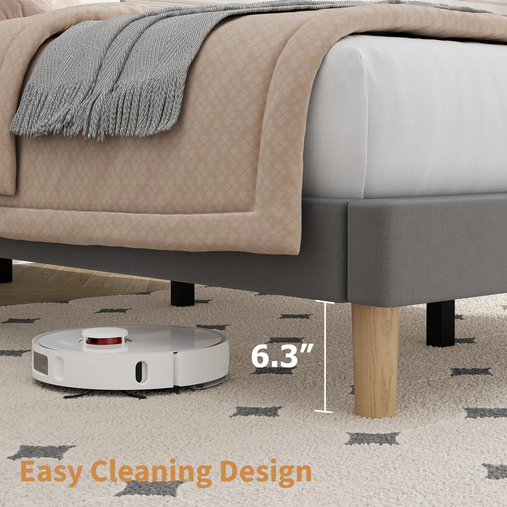 Velvet Upholstered Platform Bed with Adjustable Headboard E305078