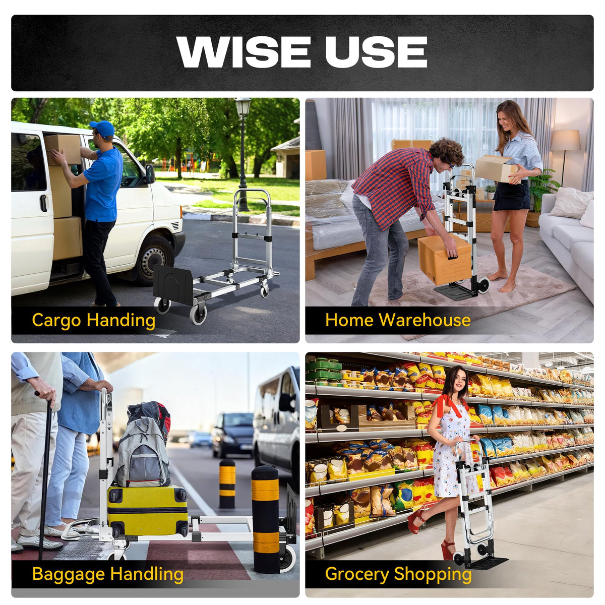 3-in-1 Folding Hand Truck 600LBS Heavy Duty Convertible Cart B9803