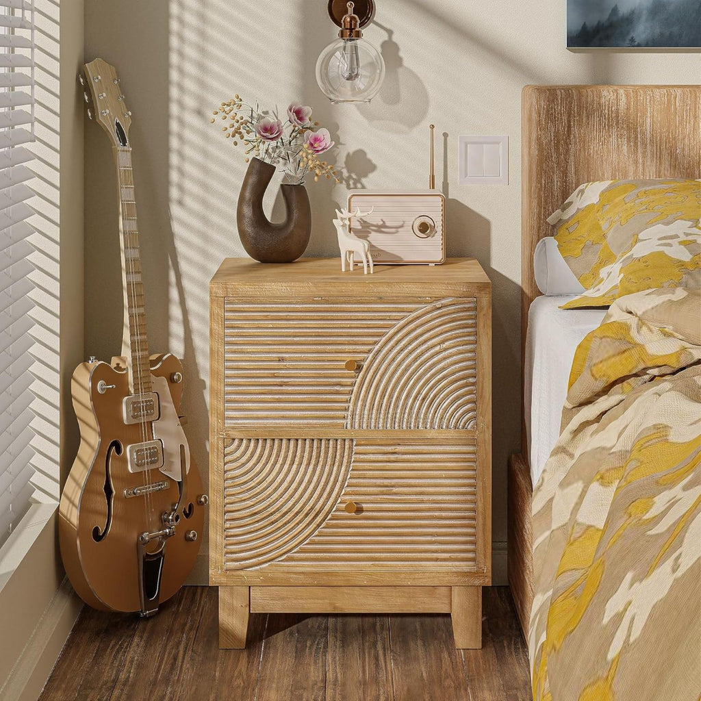 2 Drawer Wood Nightstand H8547