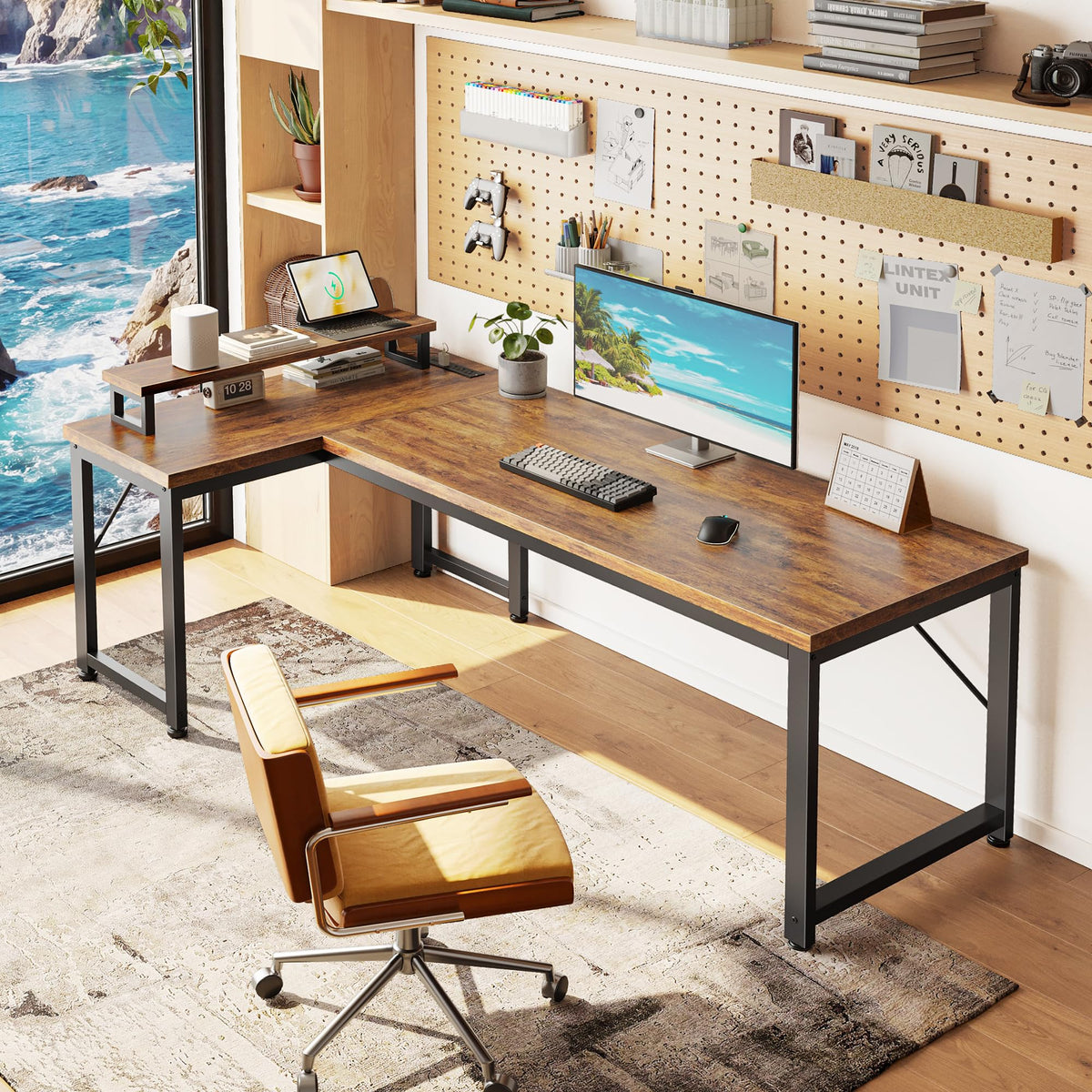 53" L Shaped Computer Desk with Outlets N88967