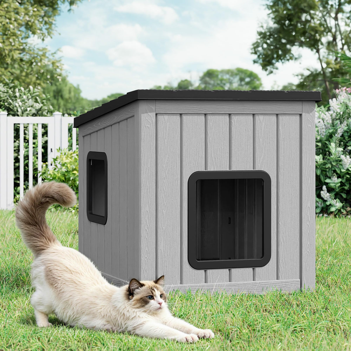 Weatherproof Outdoor Cat House with Air Holes M689