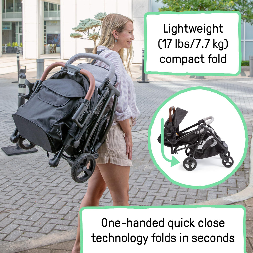 Compact Fold Stroller with Oversized Canopy and Extra-Large Storage, Gray R22375