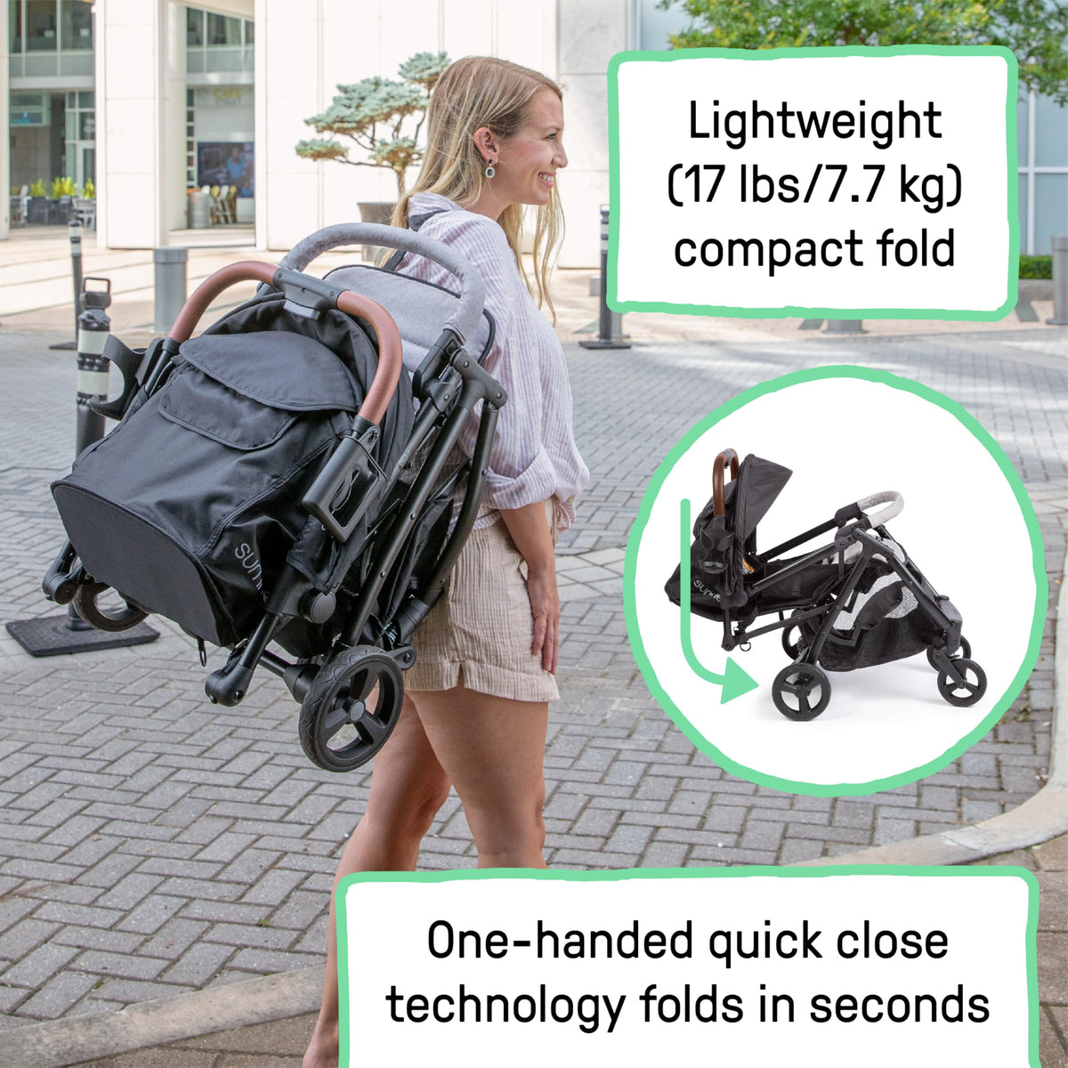 Compact Fold Stroller with Oversized Canopy and Extra-Large Storage, Gray R22375