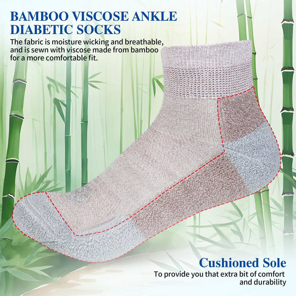 Diabetic Socks for Men, 10 Pairs Ankle & Low Cut Size 9-15 N3915