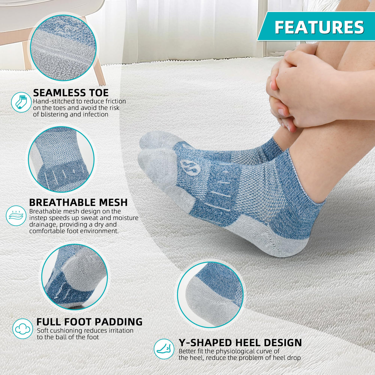 Diabetic Socks for Men, 10 Pairs Ankle & Low Cut Size 9-15 N3915