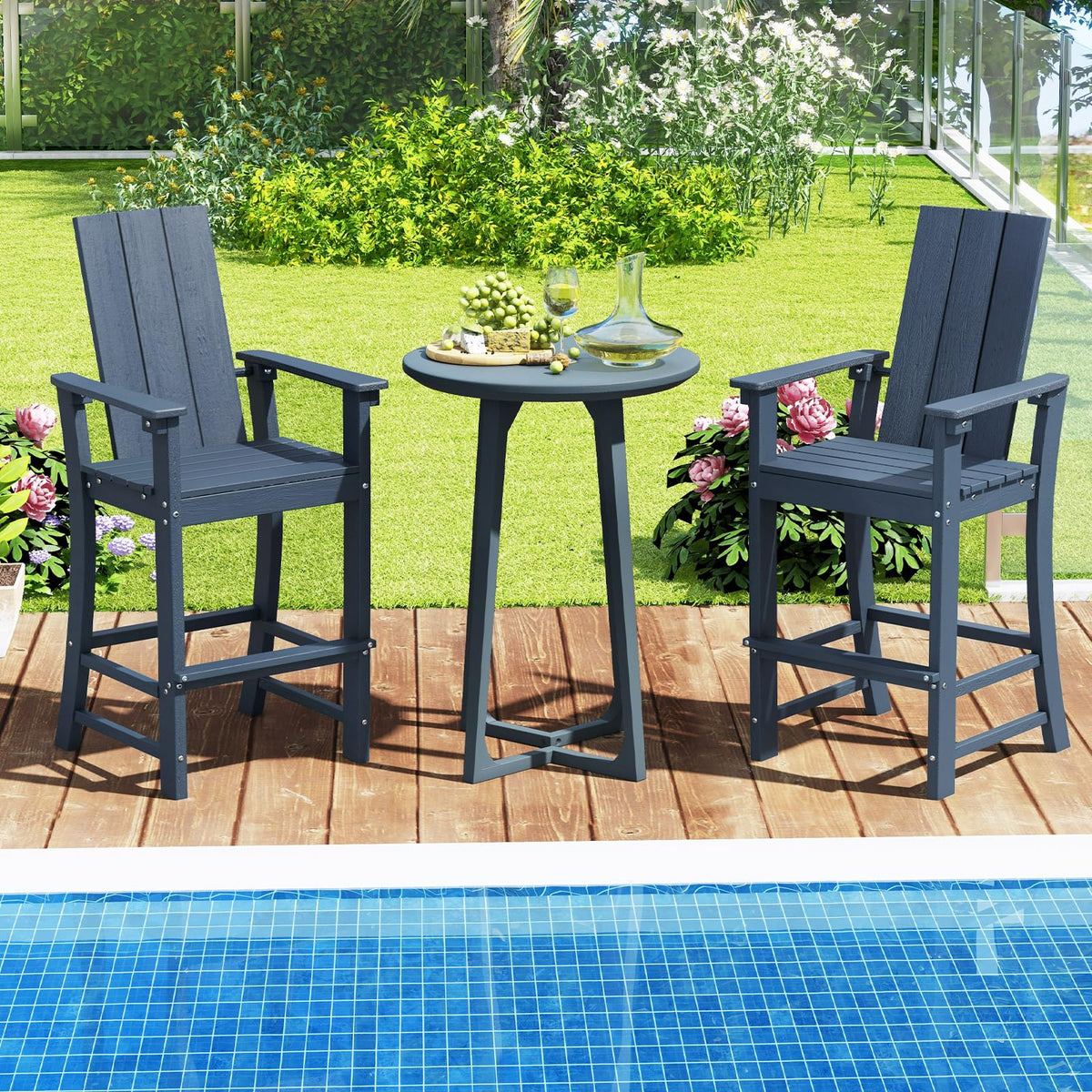 52” Tall HDPE Adirondack Chair Set of 4 Navy K84220