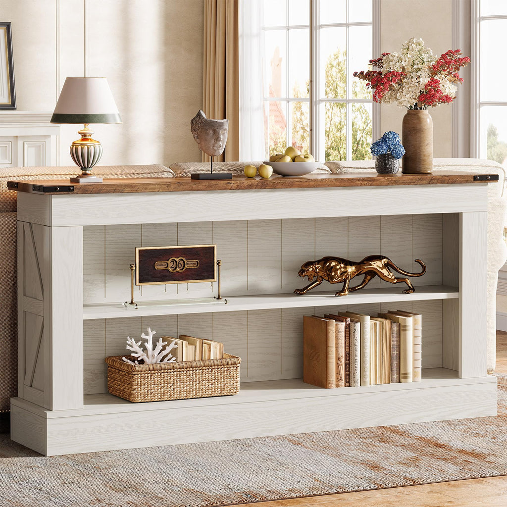 63" 3-Tier Console Table with Storage Shelves N3708