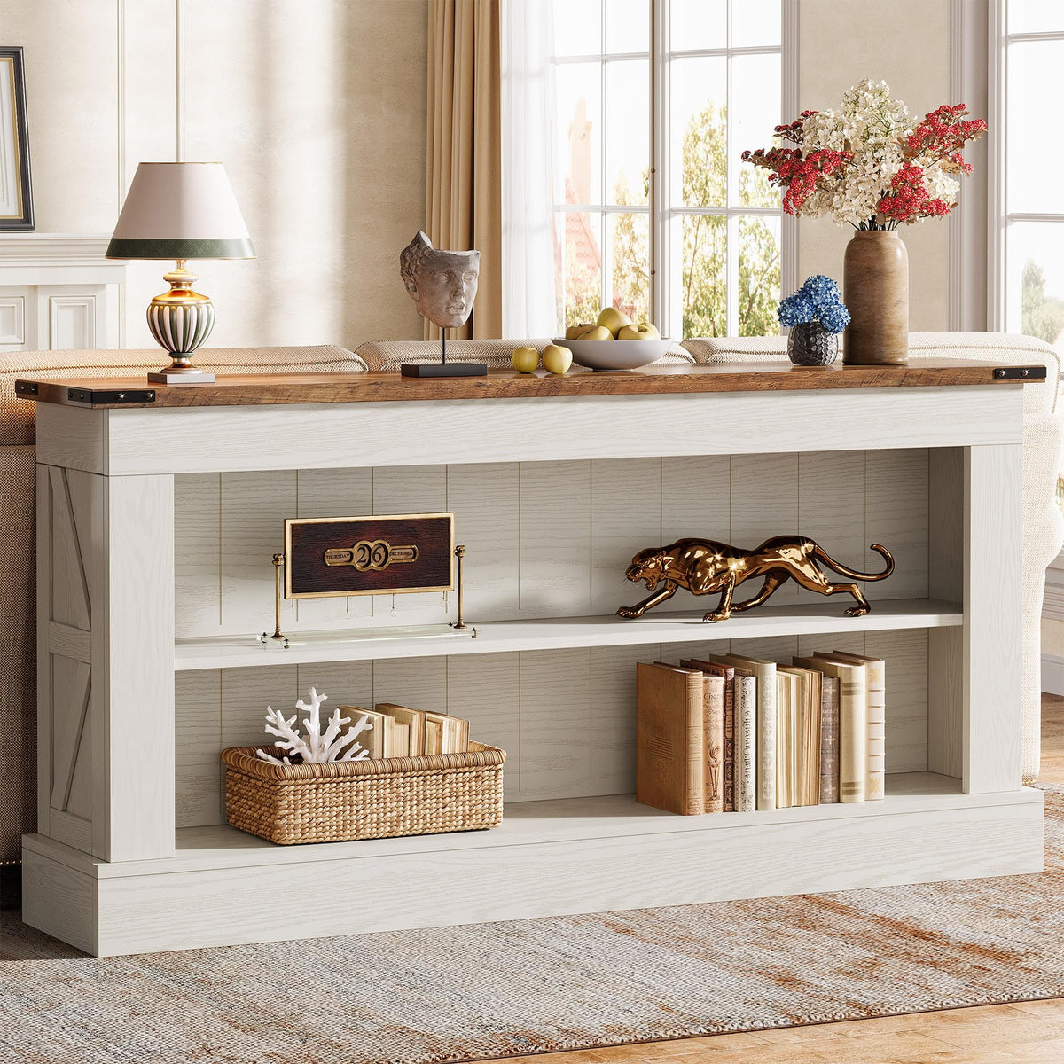 63" 3-Tier Console Table with Storage Shelves N3708