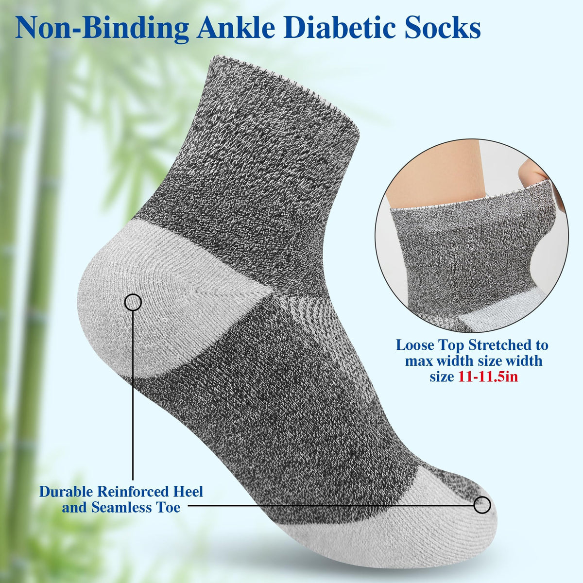 Diabetic Socks for Men, 10 Pairs Ankle & Low Cut Size 9-15 N3915