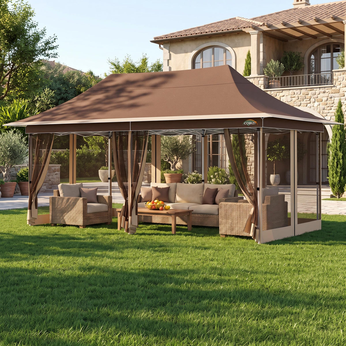 12x20 Pop Up Gazebo with Mosquito Netting W3541