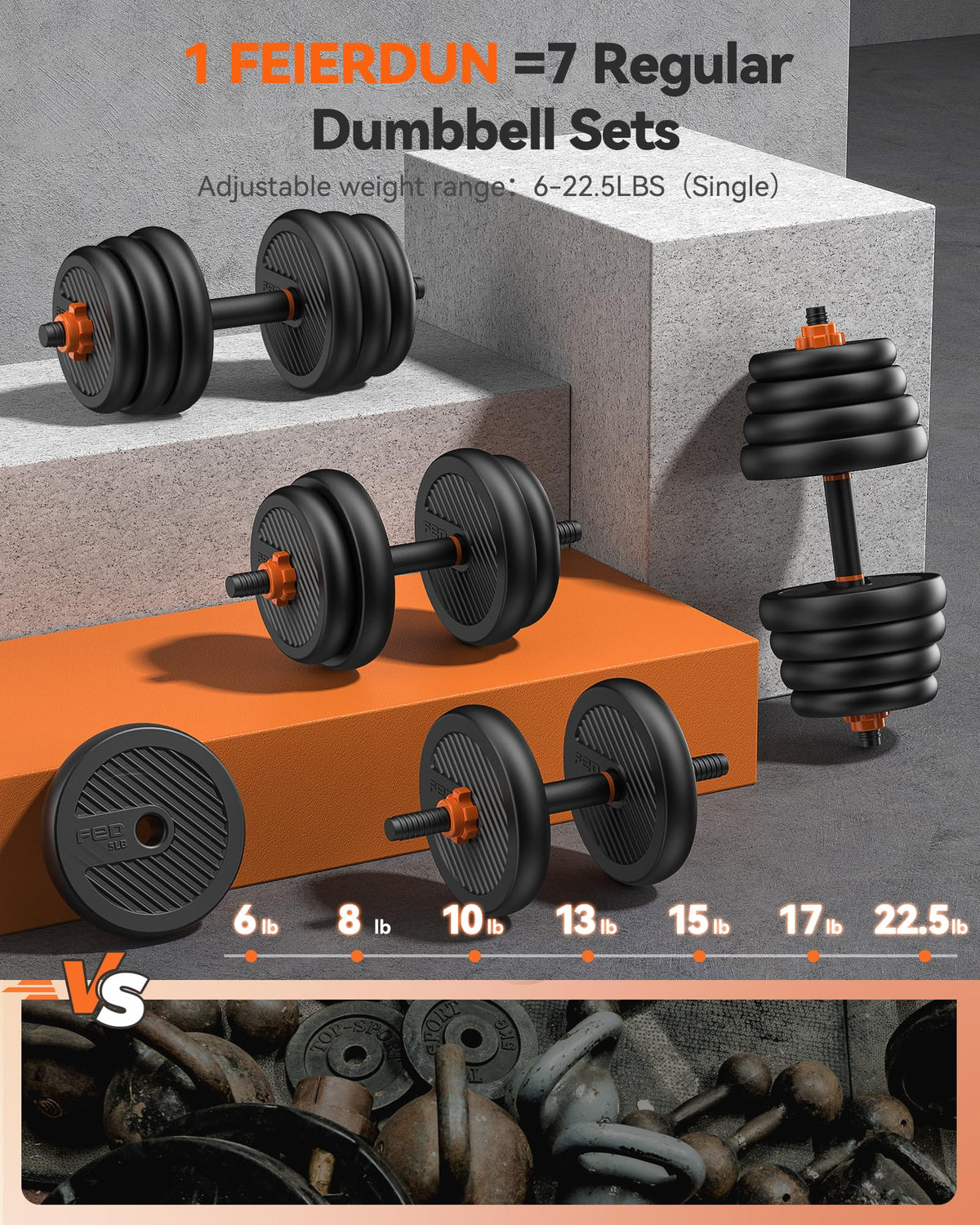 Adjustable Dumbbells Free Weight Set with Connector I4738