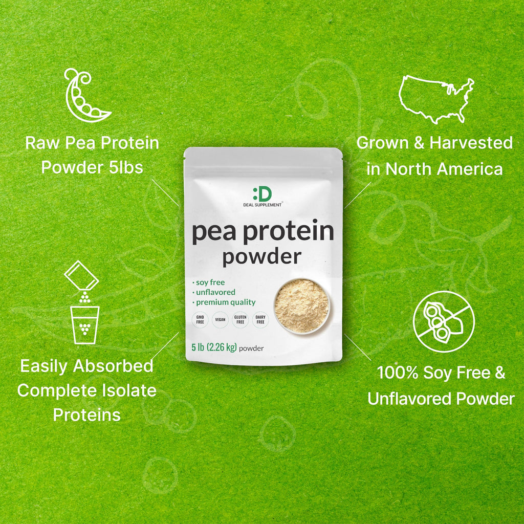 Unflavored Pea Protein Powder 5lbs Isolate Vegan Soy Free E5079